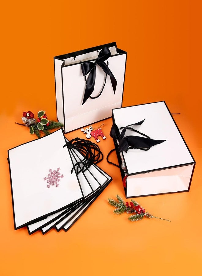 VZZNN 24 Pcs Gift Bags With Handles 12.6x9.8x 4.3in Medium Large Gift Bag with Bow Ribbon Portable Paper Bags for Wedding Thanksgiving Christmas Birthday Housewarming Gifts Bridesmaid Gift Bag White-Black - Image 5
